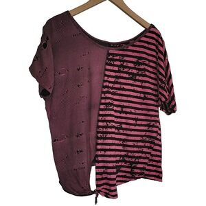 Iron First Pink & Black Top Women's Punk Gothic Alternative Fashion Sz L